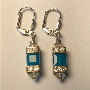 Caribbean blue cube earrings